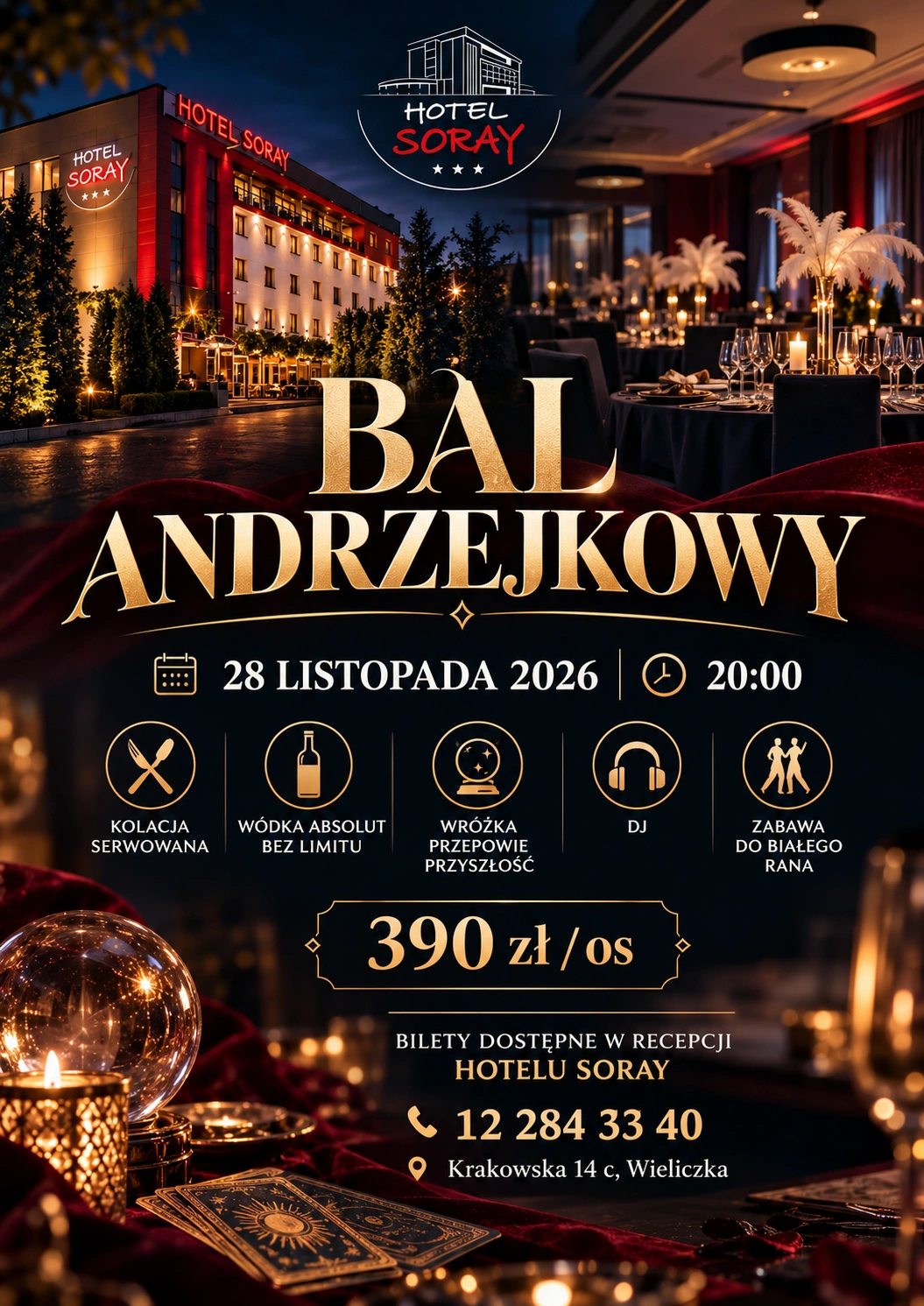 Andrzejki Wieliczka luksusowy bal w Hotelu Soray blisko Krakowa